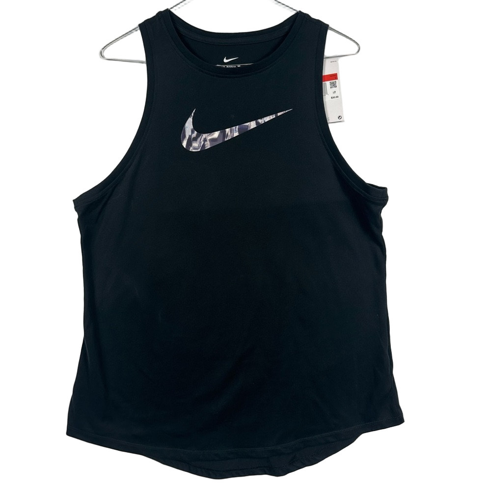 Nike The Nike Tee Sleeveless DRI-FIT Black Tank Top with Swoosh Logo Size Large